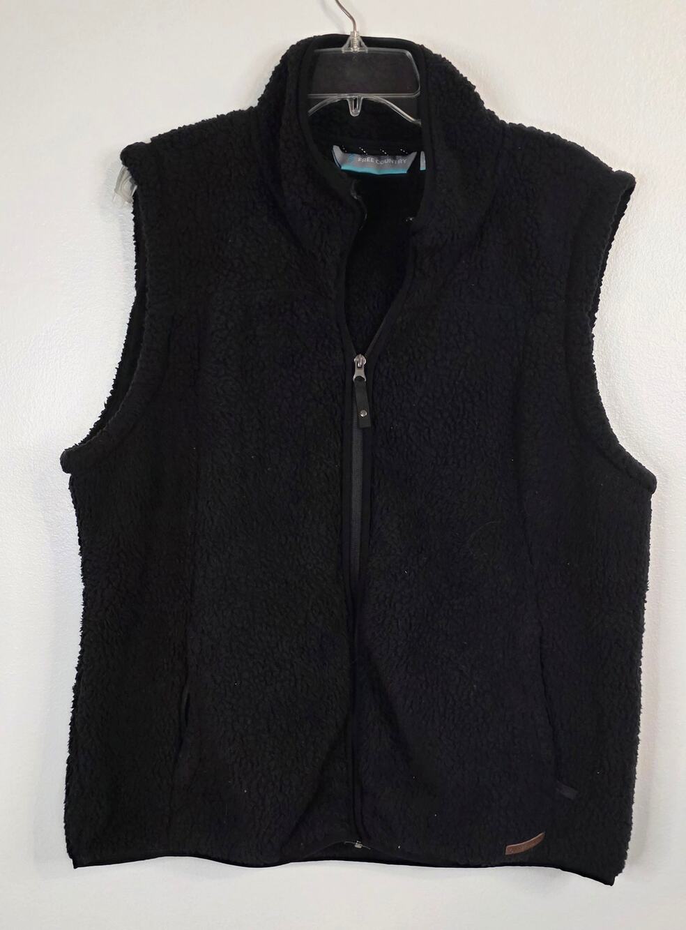 Free Country/Free People Women's Sleeveless Front Zip Black Teddy Bear Vest XXL
